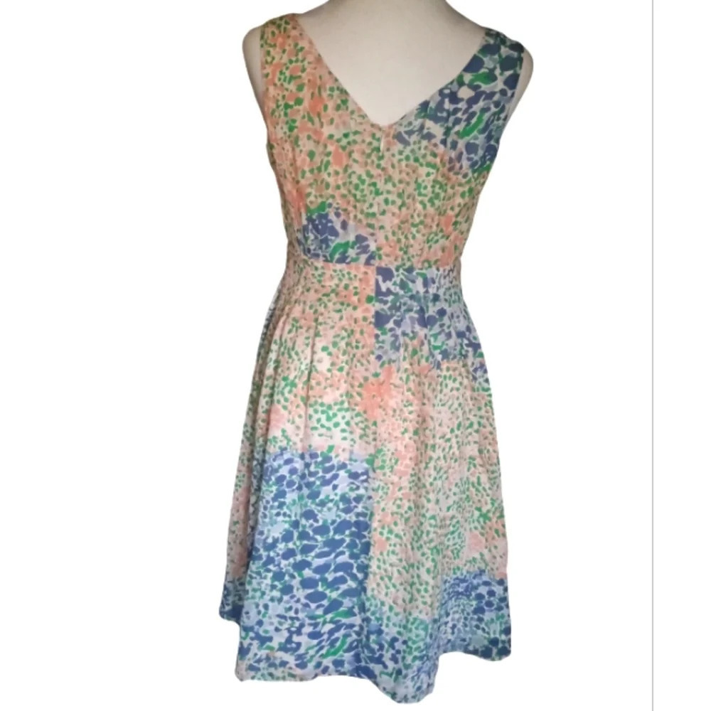 Boden Abstract Animal Print Floral Fit & Flare Silk Dress Midi Length Size 4P - Picture 4 of 8